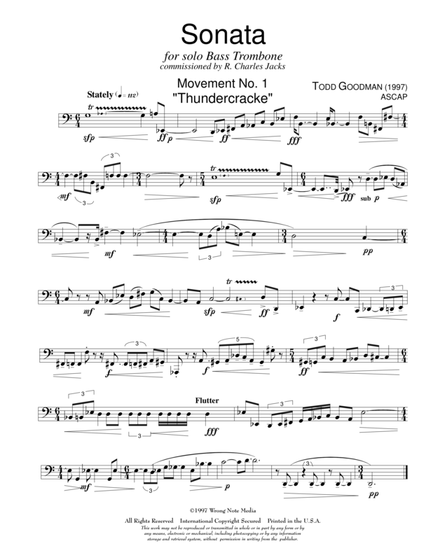 SONATA FOR SOLO BASS TROMBONE by Todd Goodman