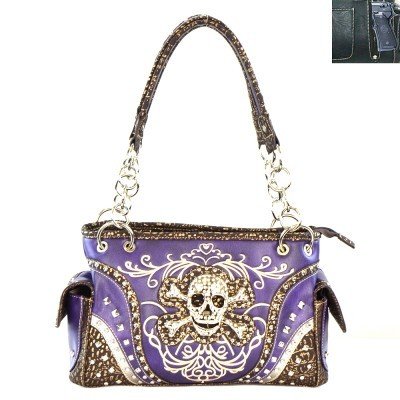 Skull Concealed Carry Shoulder Bag - Purple