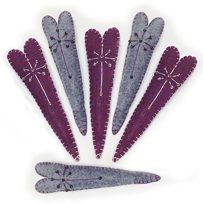 Rustic Heart Icicle Christmas Ornaments - Set of 6
