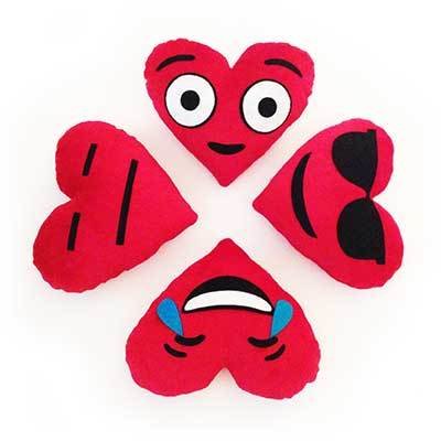 Emoji Heart Button Cushions - Set of 4