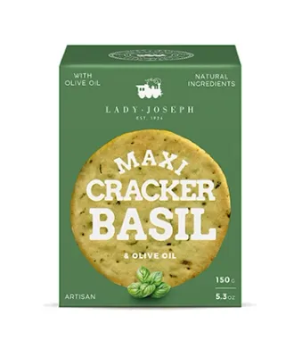 Maxi Cracker with Basil and Olive Oil, Basil Cracker by LADY JOSEPH