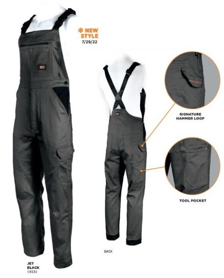 TIMBERLAND - Men&#39;s Black Ironhide Flex Bib Overall, Waist: Medium, Longueur: Régulier (32)