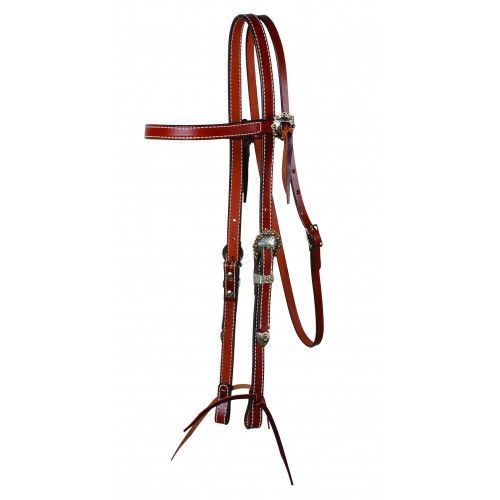 WESTERN RAWHIDE - Signature Browband Headstall w/Berri Conchos, Colour: Chestnut