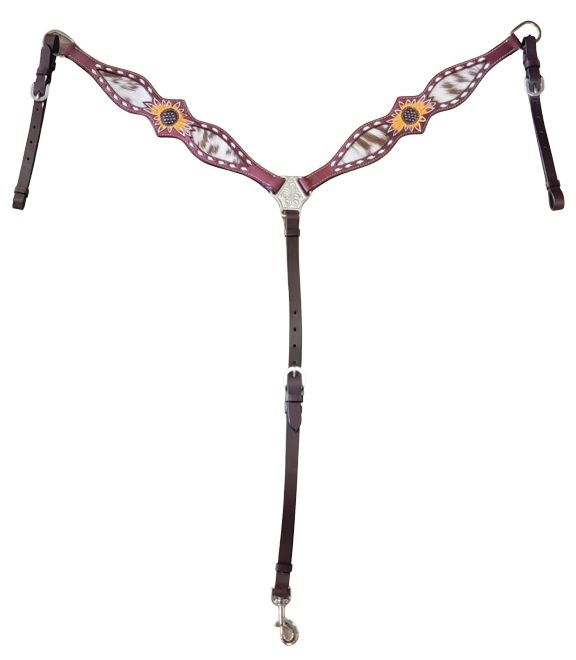GER-RYAN - Sunflower Cowhide leather breastcollar, Color: Bourgogne