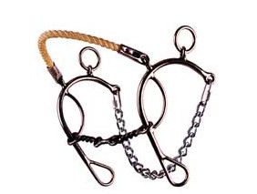 REINSMAN - Short Shank rope Combo Hackamore 3 pieces, Size: 5&#39;&#39;