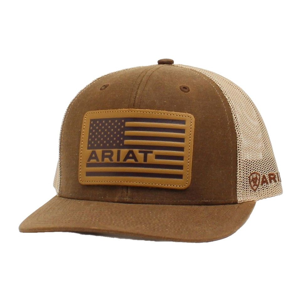 ARIAT - OilSkin USA Flag Leather Patch Cap