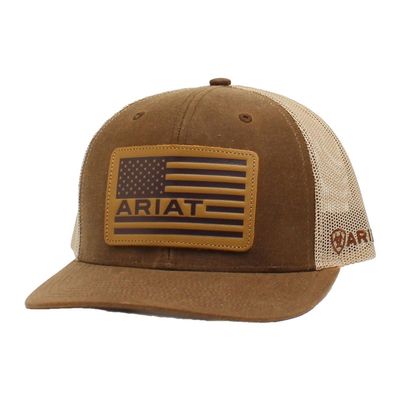 ARIAT - OilSkin USA Flag Leather Patch Cap