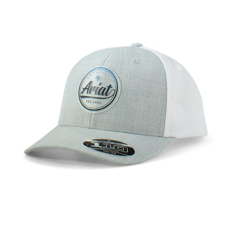 ARIAT - Grey Mesh Flex Fit Rubber Patch SnapBack Cap