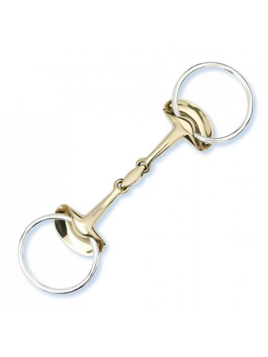 STUBBEN - Golden Wings Snaffle Bit Double Broken, Size: 5 po