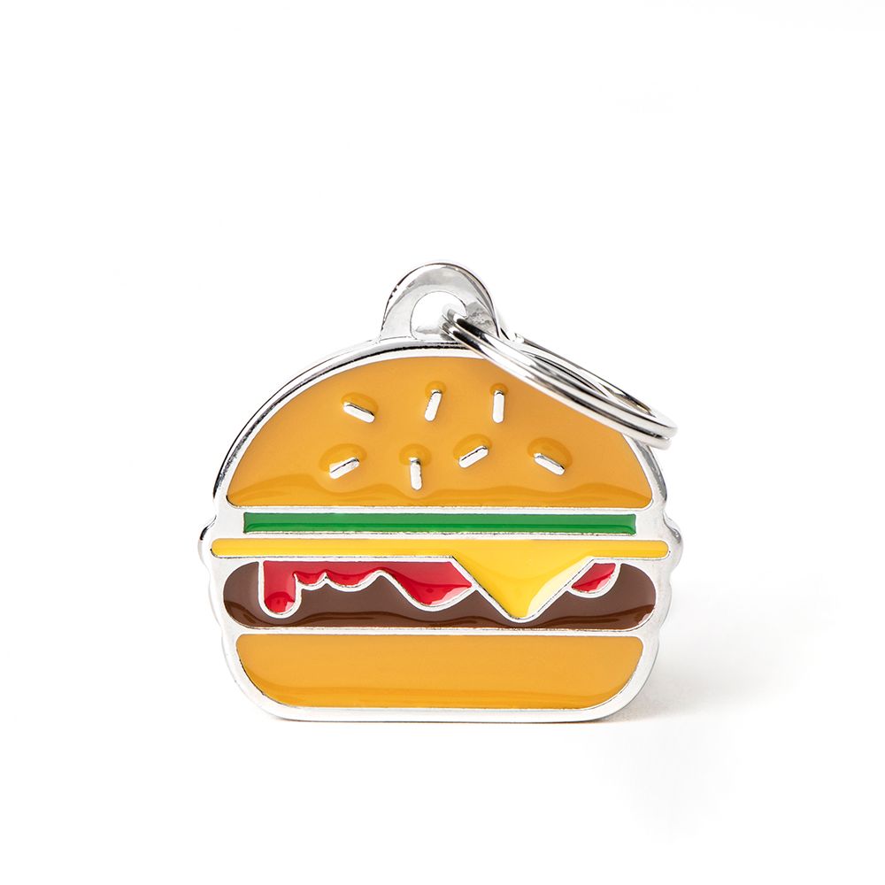 MYFAMILY - Food Burger ID Tag, Size: 31 x 30 mm