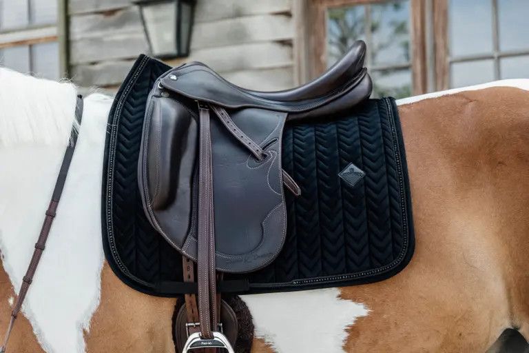 KENTUCKY HORSEWEAR - Saddle Pad Black Velvet Pearls Dressage, Size: Full