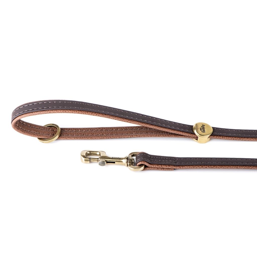 MYFAMILY - Bilbao Dog Leash in Fine Crafted Brown Leather, Size: S-110