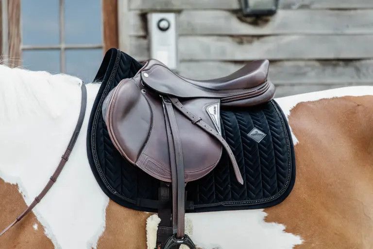 KENTUCKY HORSEWEAR - Tapis de Selle Velvet Pearls Noir Jumping, Size: Full
