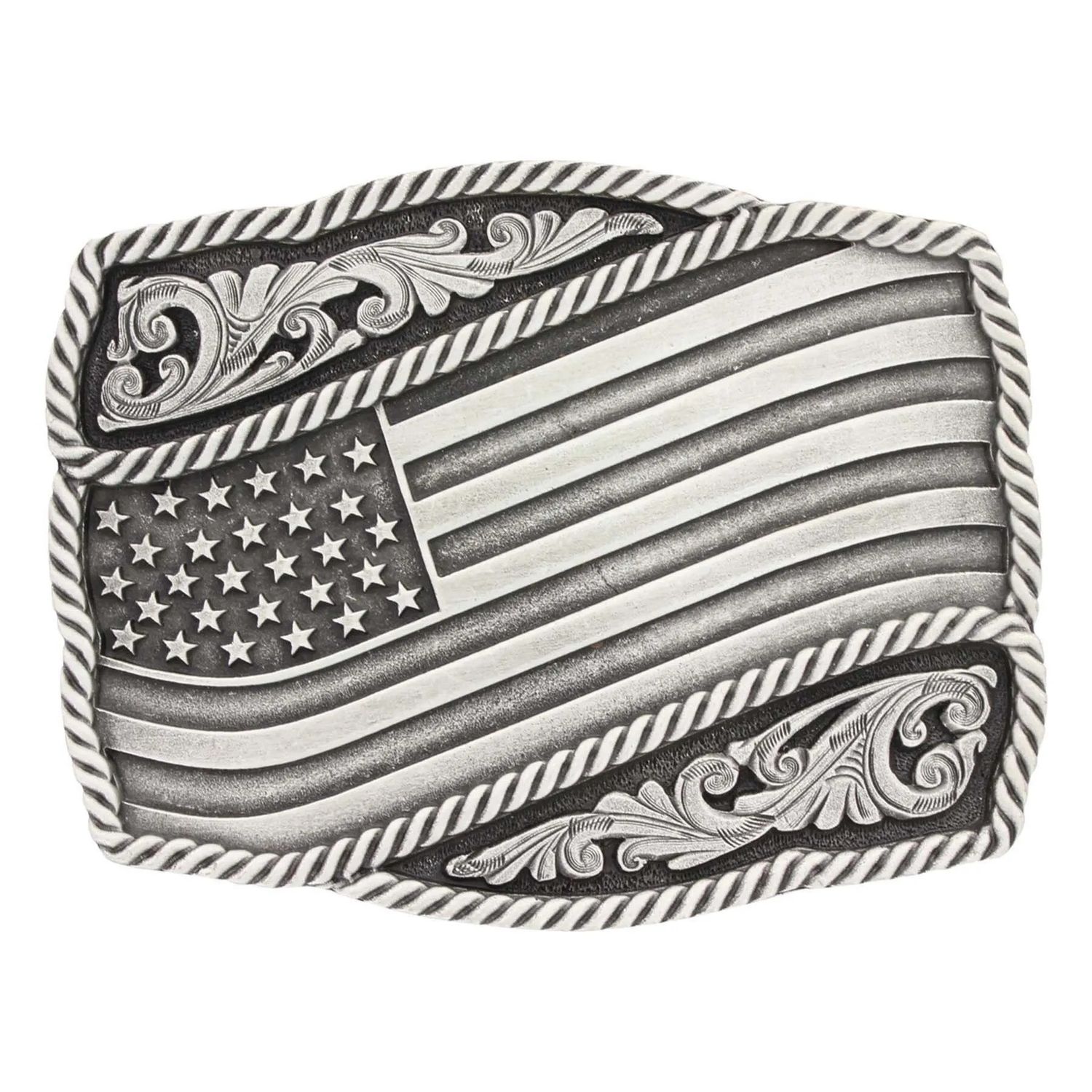 MONTANA SILVERSMITHS - Classics Impressions Waving American Flag, Color: Argent