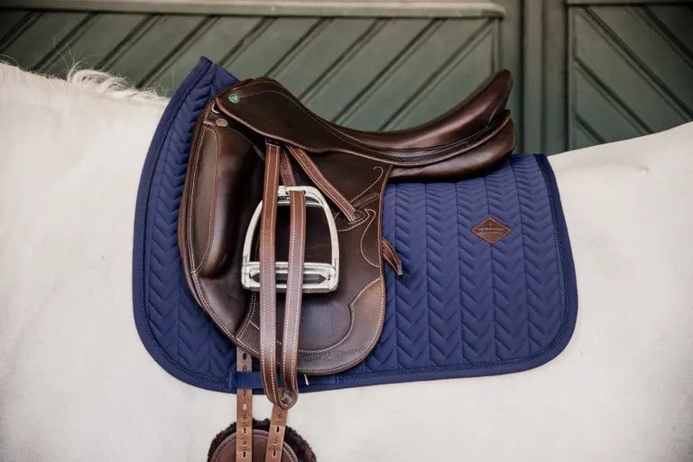 KENTUCKY HORSEWEAR - Navy Saddle Pad Fishbone Dressage, Size: Full