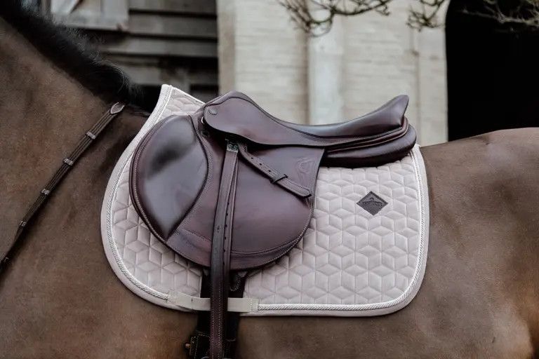 KENTUCKY HORSEWEAR - Saddle Pad Basic Beige Velvet Dressage, Size: Full