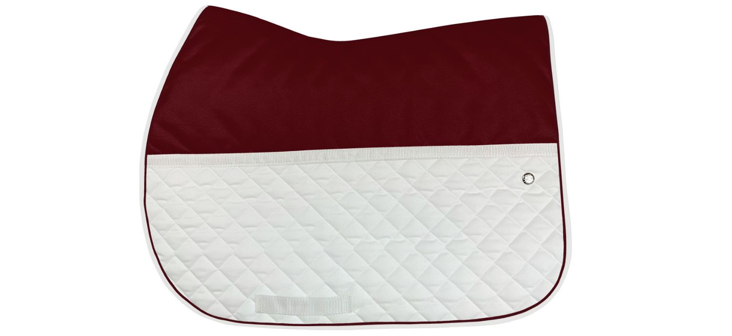 OGILVY EQUESTRIAN - Burgundy and White Jump FrictionFree Pad, Piping: Burgundy, Binding: Blanc