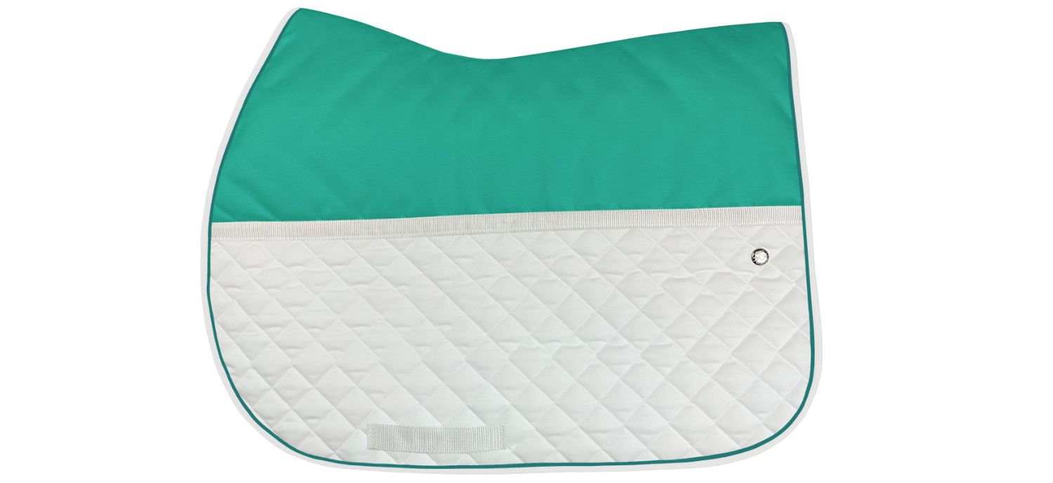OGILVY EQUESTRIAN - Turquoise and White Jump FrictionFree Pad, Piping: Turquoise, Binding: Blanc