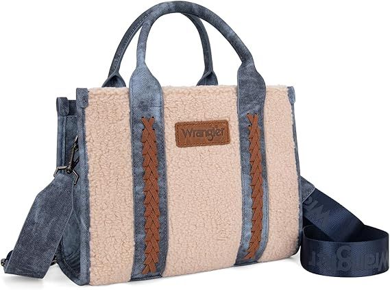 WRANGLER - Aztec Sherpa Trim Crossbody Purse, Format: 10.5&quot; X 3&quot; X 8.5&quot;