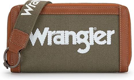 WRANGLER - Leather Trim Canvas Army Wallet, Format: 8.5&quot; x 0.2&quot; x  4.5&quot;