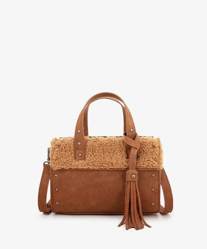 WRANGLER - Brown Sherpa Tote Crossbody, Format: 9&quot; X 3&quot; X 6.25&quot;