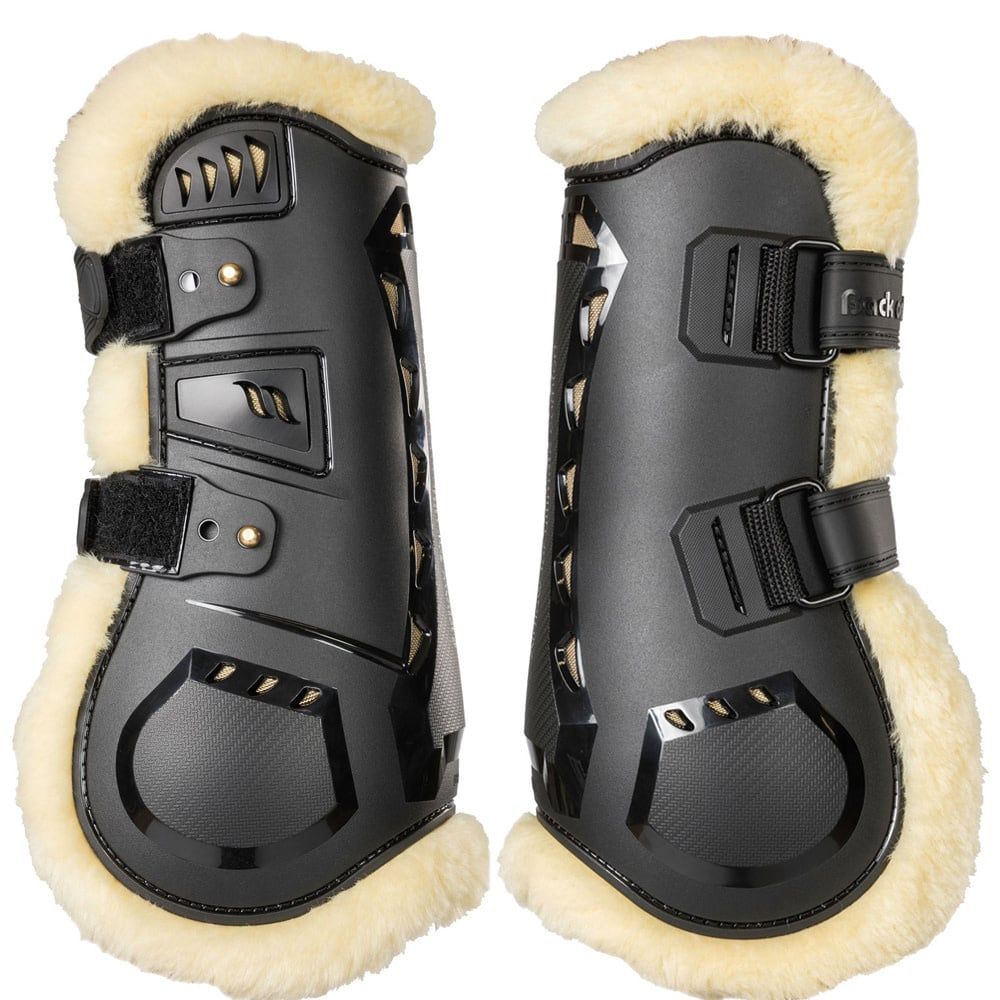 BACK ON TRACK - Airflow tendon gaiter with faux sheepskin, Color: Noir, Size: Cob