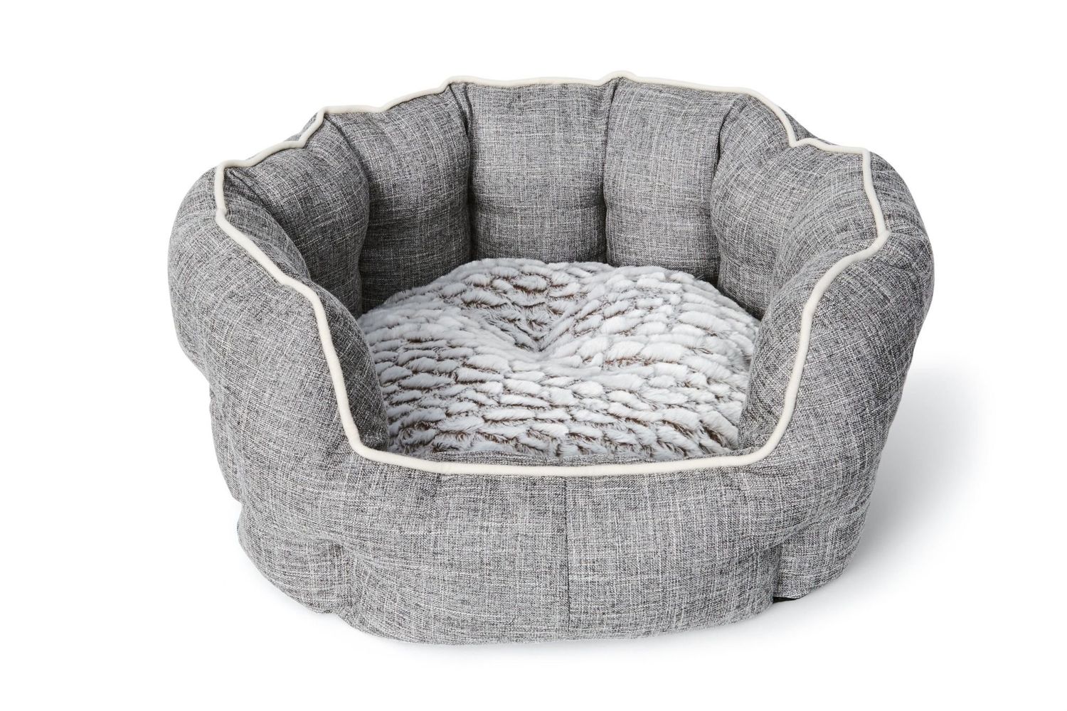 BUD&#39;Z - Deluxe high-sided round dog bed, Size: 29&#39;&#39;x24&#39;&#39; (Large), Color: Gris