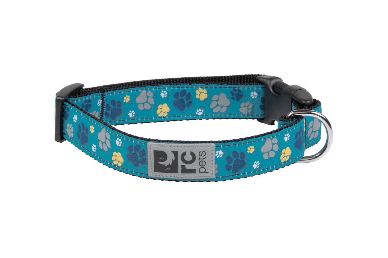 RC PETS - Fresh Tracks Teal Clip Collar, Size: XSmall