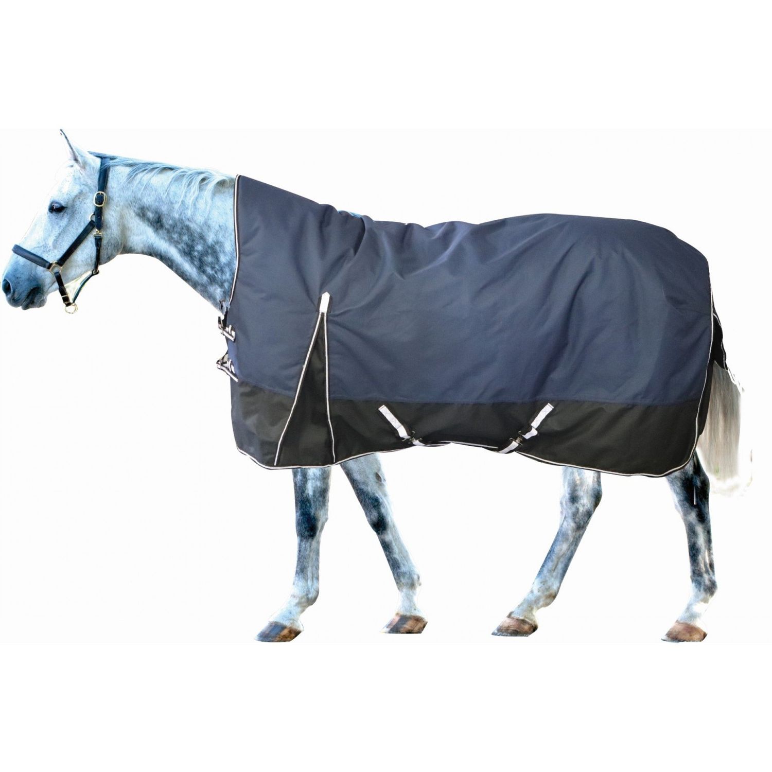 CENTURY - 1200D Winter 300g Blanket with Half-Neck, Color: Noir/Marine, Size: 68&#39;