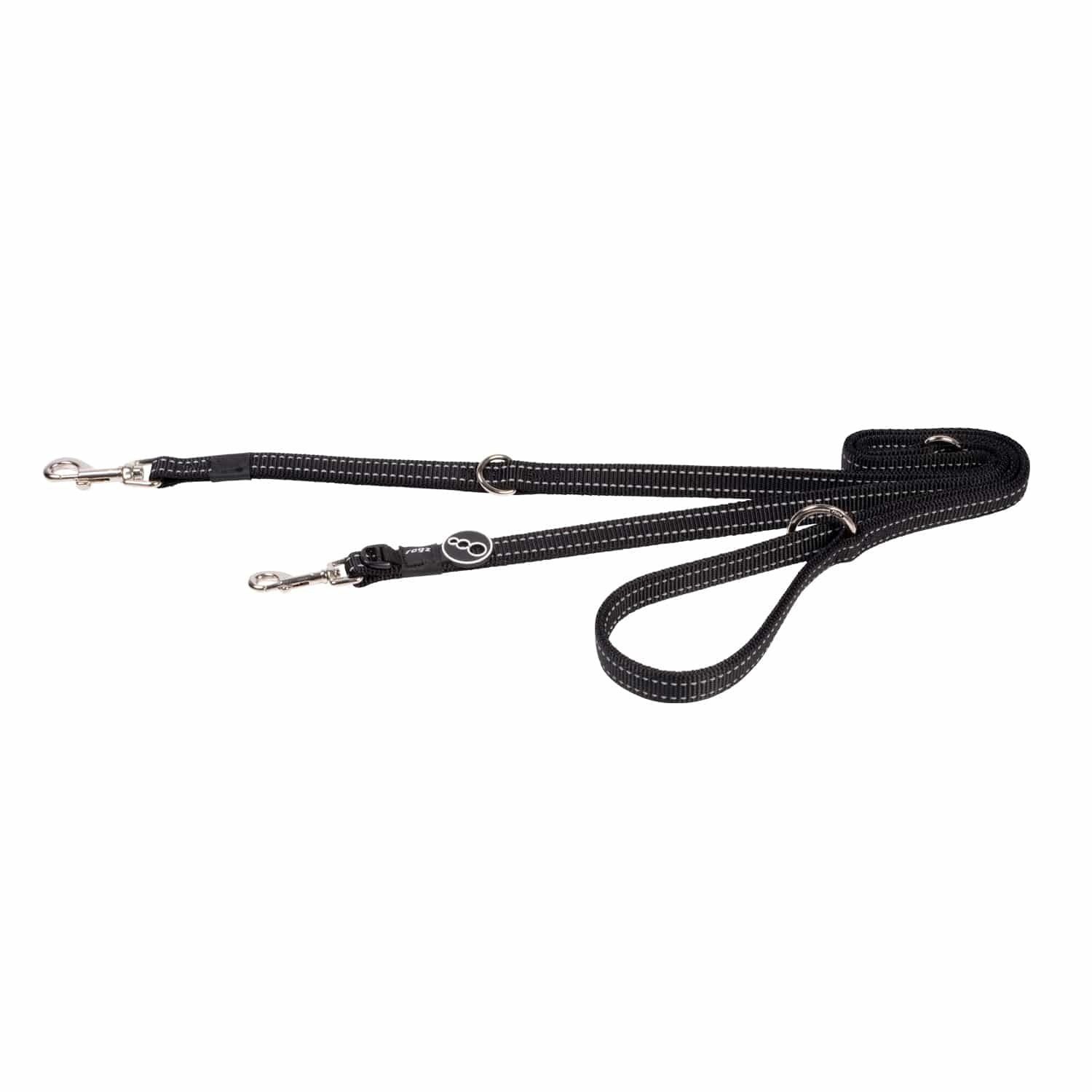 ROGZ - Utility Multi Leash for dogs, Size: Medium (5/8&#39;&#39;x51&#39;&#39;-63&#39;&#39;), Color: Noir