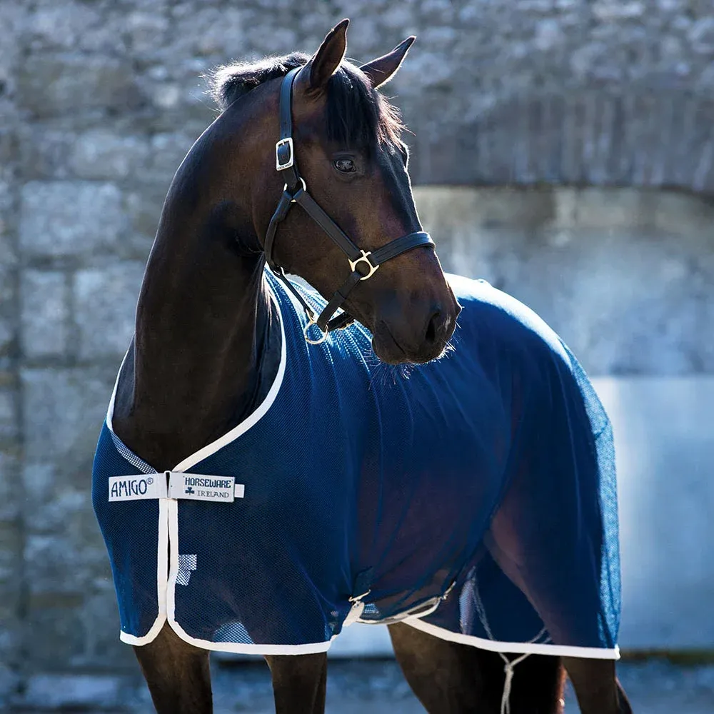 HORSEWARE - Amigo Net Cooler (No Fill) Navy, Piping: Silver, Size: 72