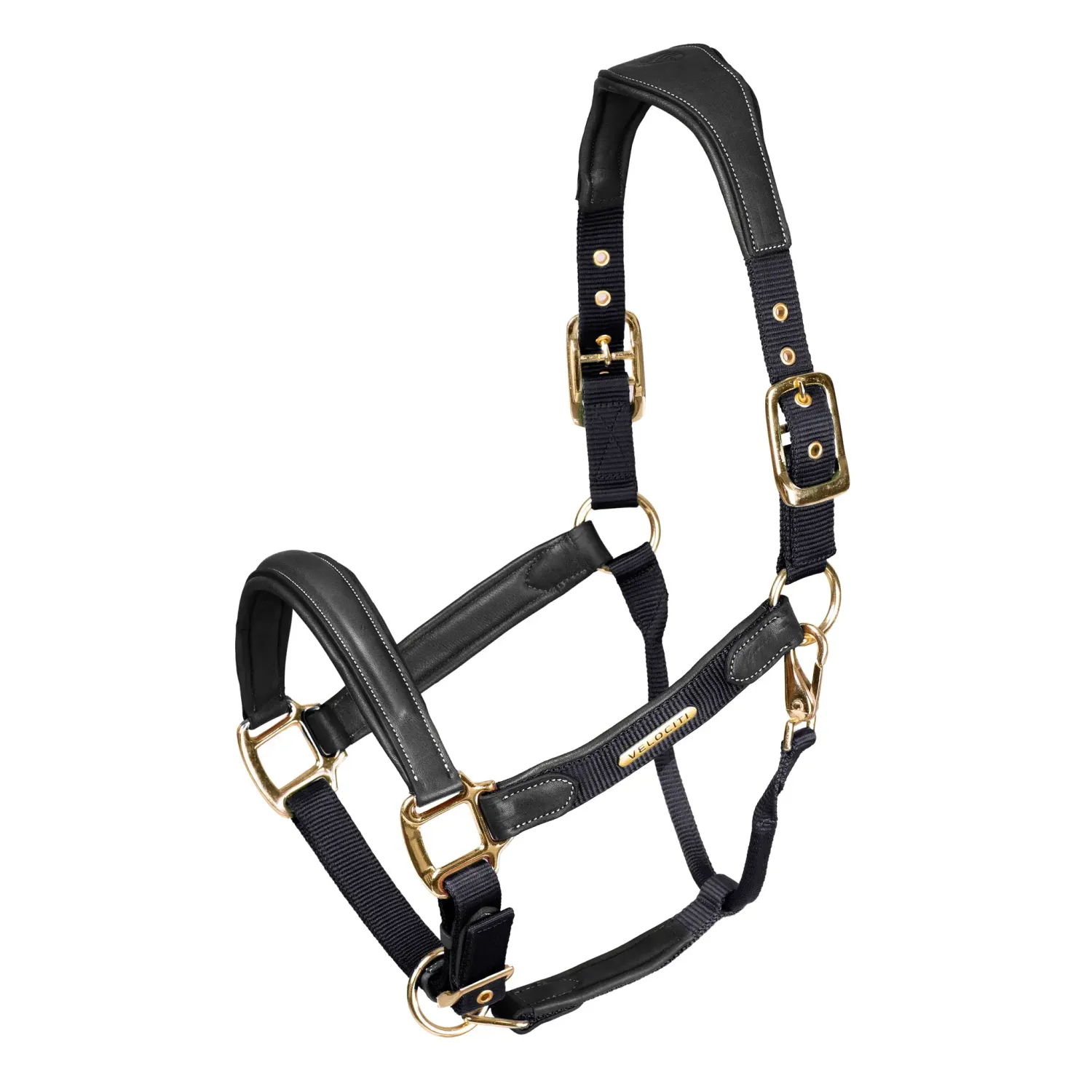 VELOCITI LUSSO - Padded Leather Black Headcollar, Size: Poney