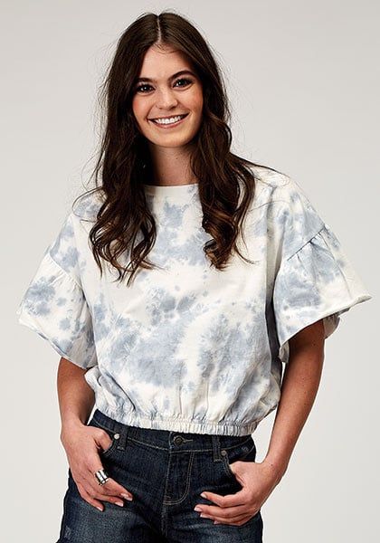 ROPER - Tie Dye French Terry Top, Size: XSmall, Color: Bleu