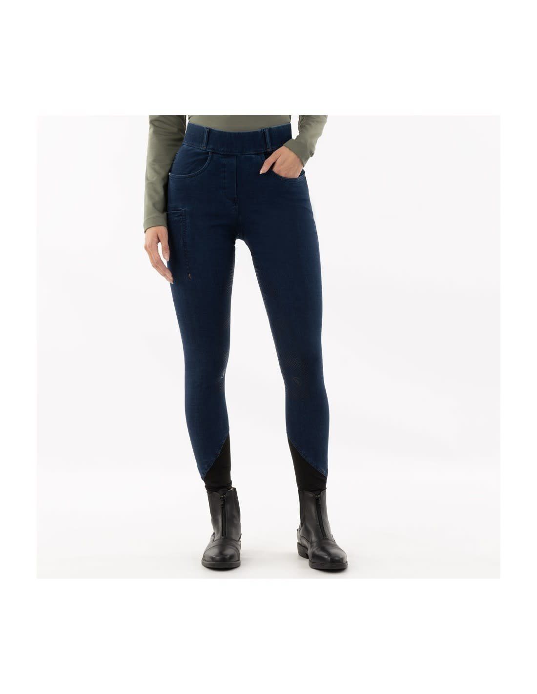 BR EQUESTRIAN - Riding Tights Blue Jeans Florence Silicone Seat, Size: 34 (24)