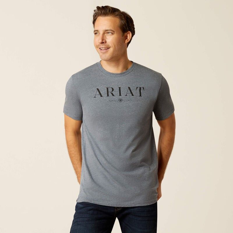ARIAT - B&amp;W Logo Athletic Heather T-Shirt, Size: Medium