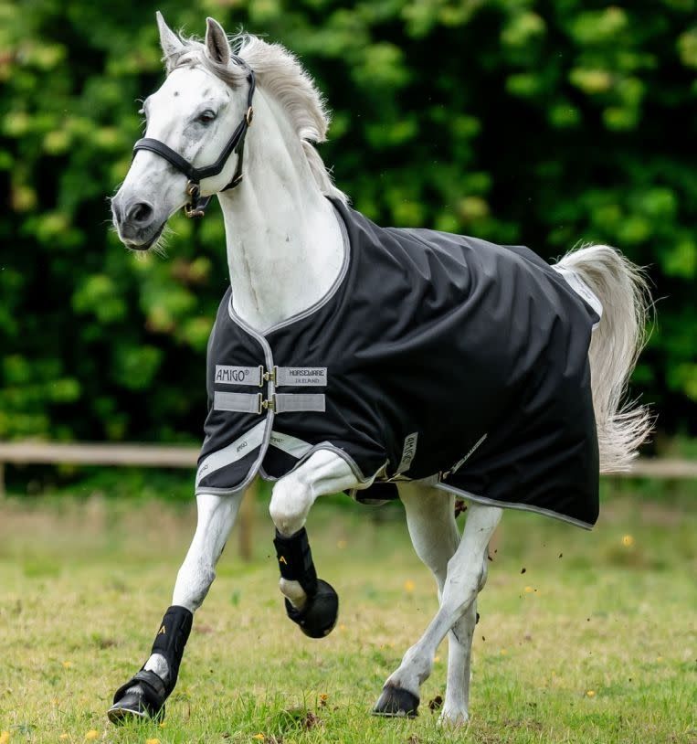 HORSEWARE - Amigo Bravo12 Original Turnout (0g Light) Black, Piping: Titanium Grey et Silver, Size: 69