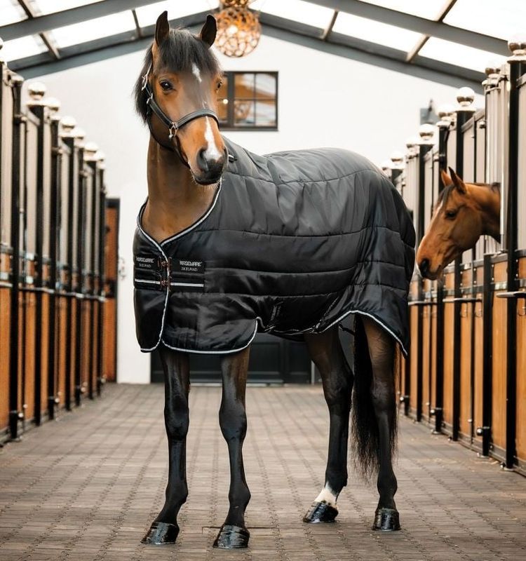 Couverture D'écurie Catago 100g - Noir/Gris - Taille 135 Cm Pour Cheval