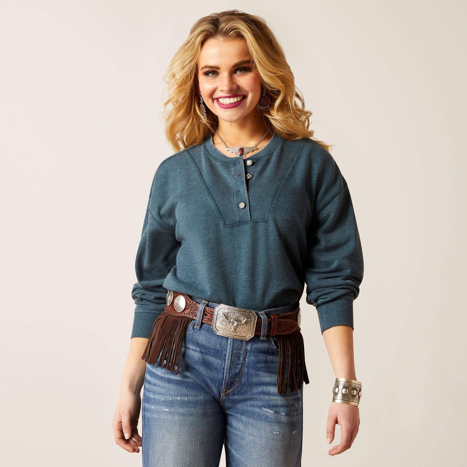 ARIAT - Reflecting Pond Ponderosa Crew Sweatshirt, Size: XSmall