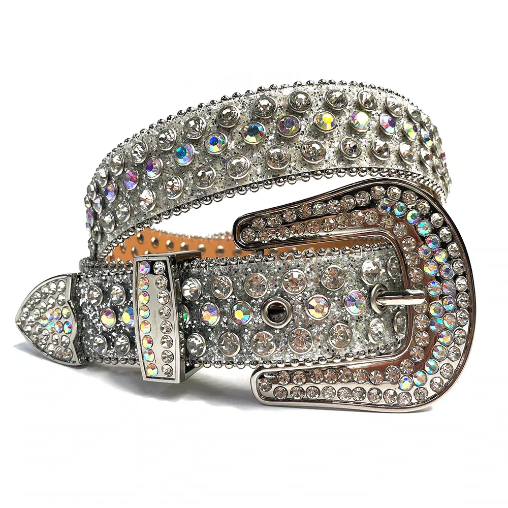 ANGEL RANCH - Glitter Stones Crystals Western Belt, Size: Small, Color: Argent