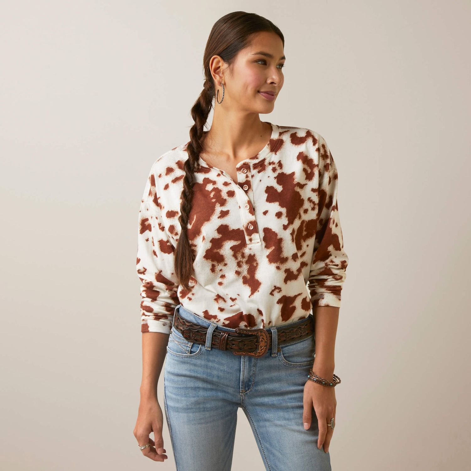 ARIAT - Paint Relaxed Henley Top, Size: XSmall