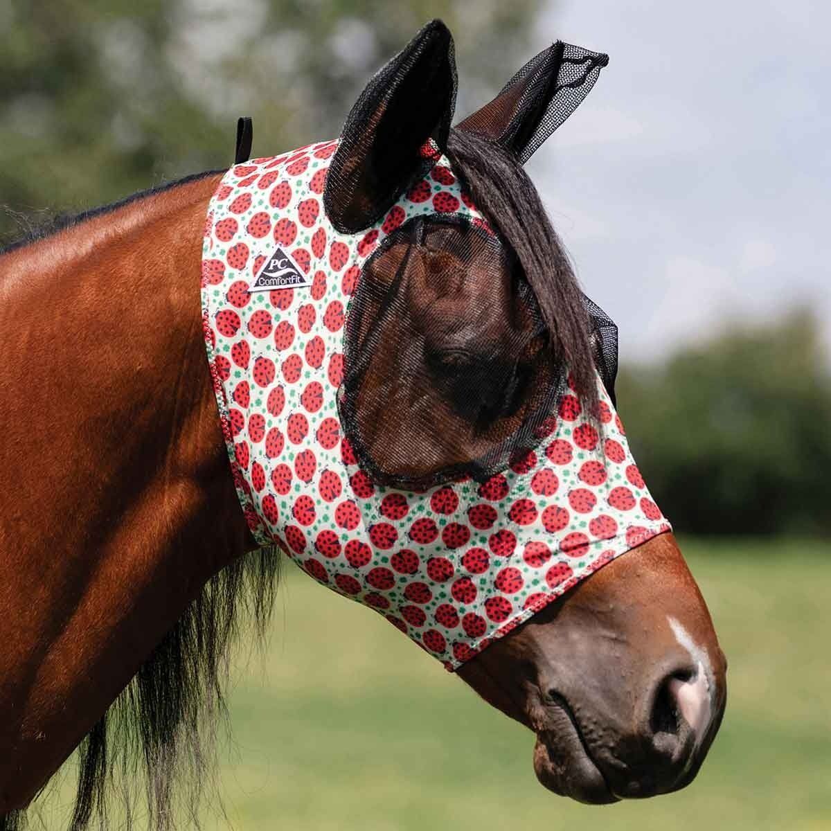 PROFESSIONAL&#39;S CHOICE - Ladybugs Comfort Fit Lycra Fly Mask, Size: Poney