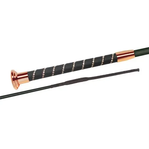 FLECK - Silk Touch Crystal Dressage Whip, Color: Rose Gold, Size: 110cm