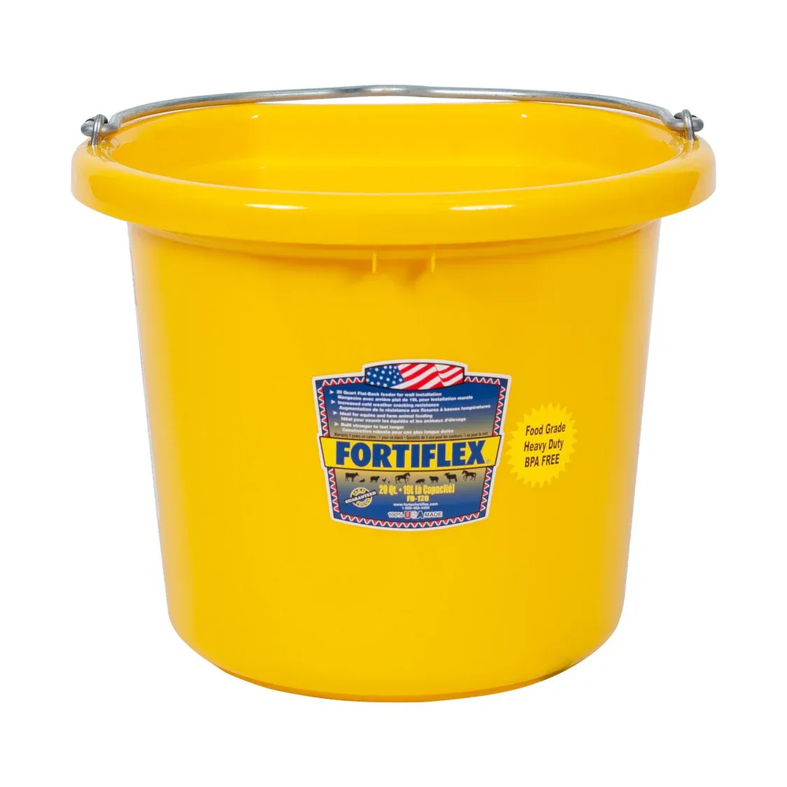 FORTIFLEX - 19L Flat Back Bucket, Color: Jaune