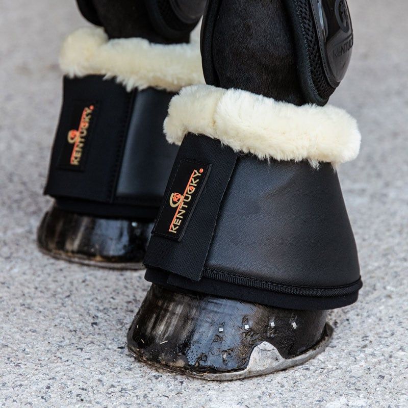 KENTUCKY HORSEWEAR - Sheepskin Leather Overreach Boots, Color: Noir, Size: Medium