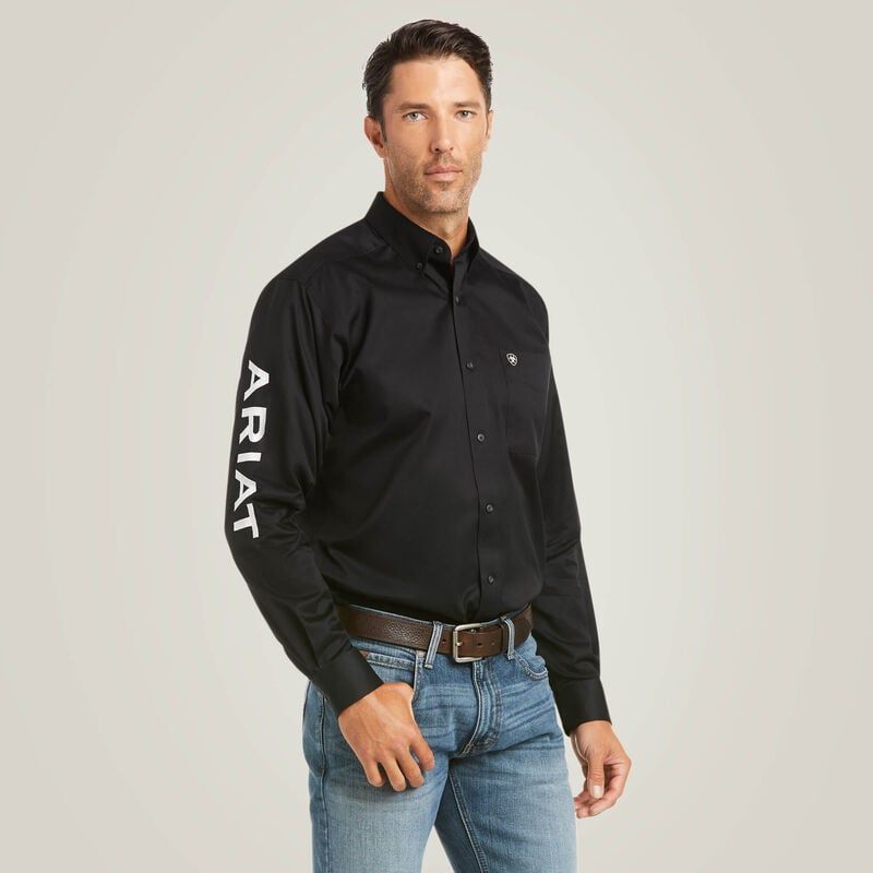 ARIAT - Team Logo Twill Fitted Black Shirt, Size: Medium