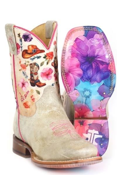 TIN HAUL - Flower Power Let&#39;s Go Cowgirl Kids Western Boot, Size: 9