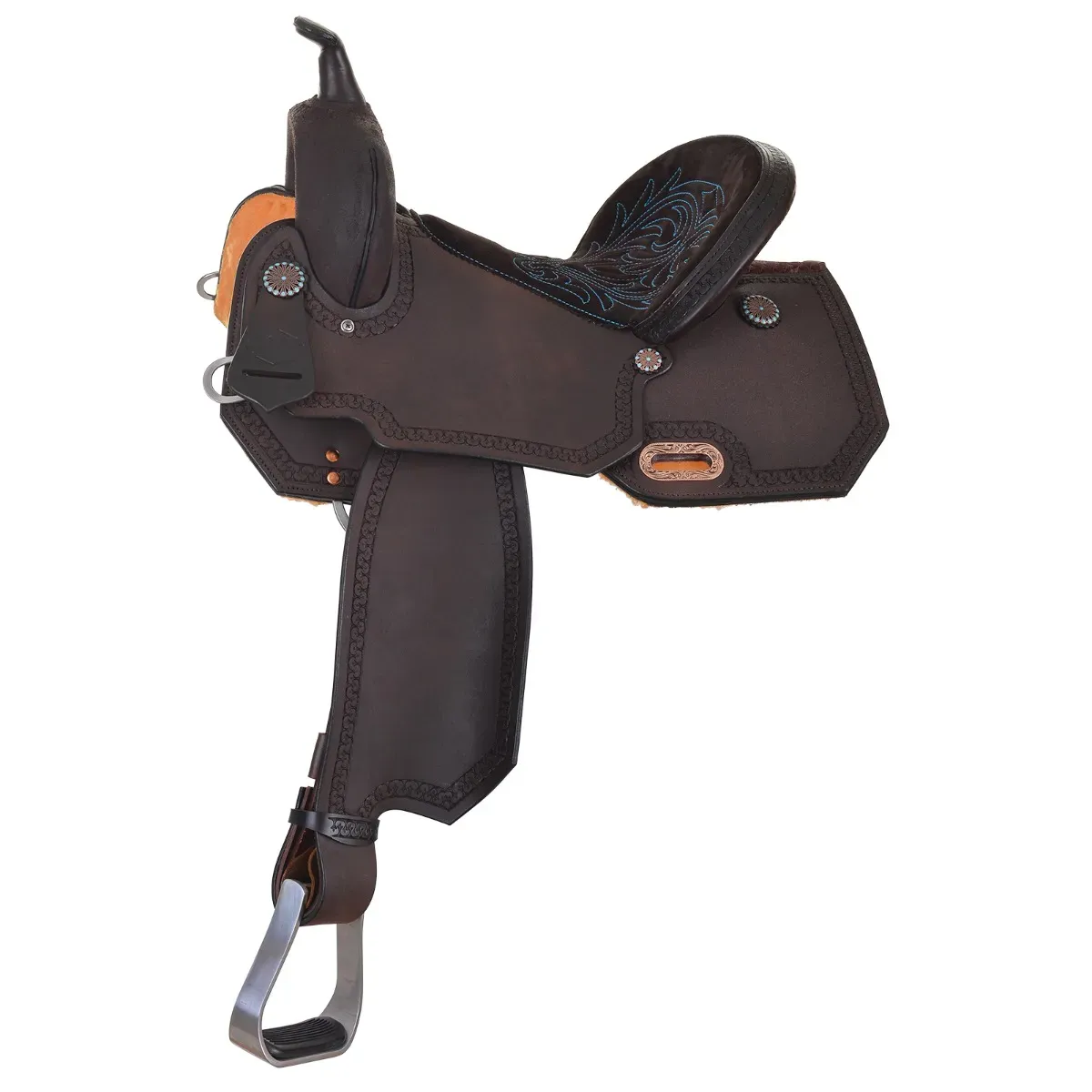 HIGH HORSE - Lindale Barrel-Roughout Western Saddle, Size: 14 1/2, Color: Chocolate