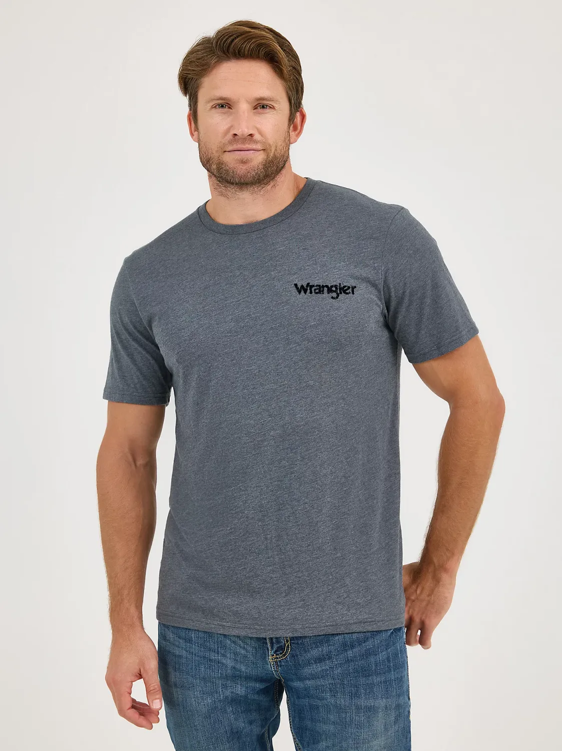 WRANGLER - USA Born Free Flocked Asphalt T-Shirt, Size: Medium