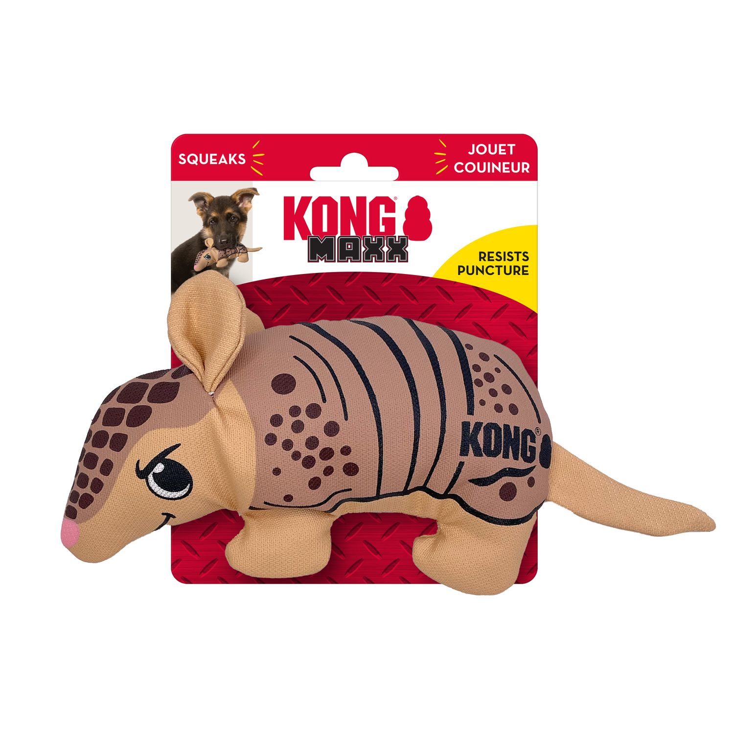 KONG - Maxx Squeaker Dog Toys, Type: Armadillo