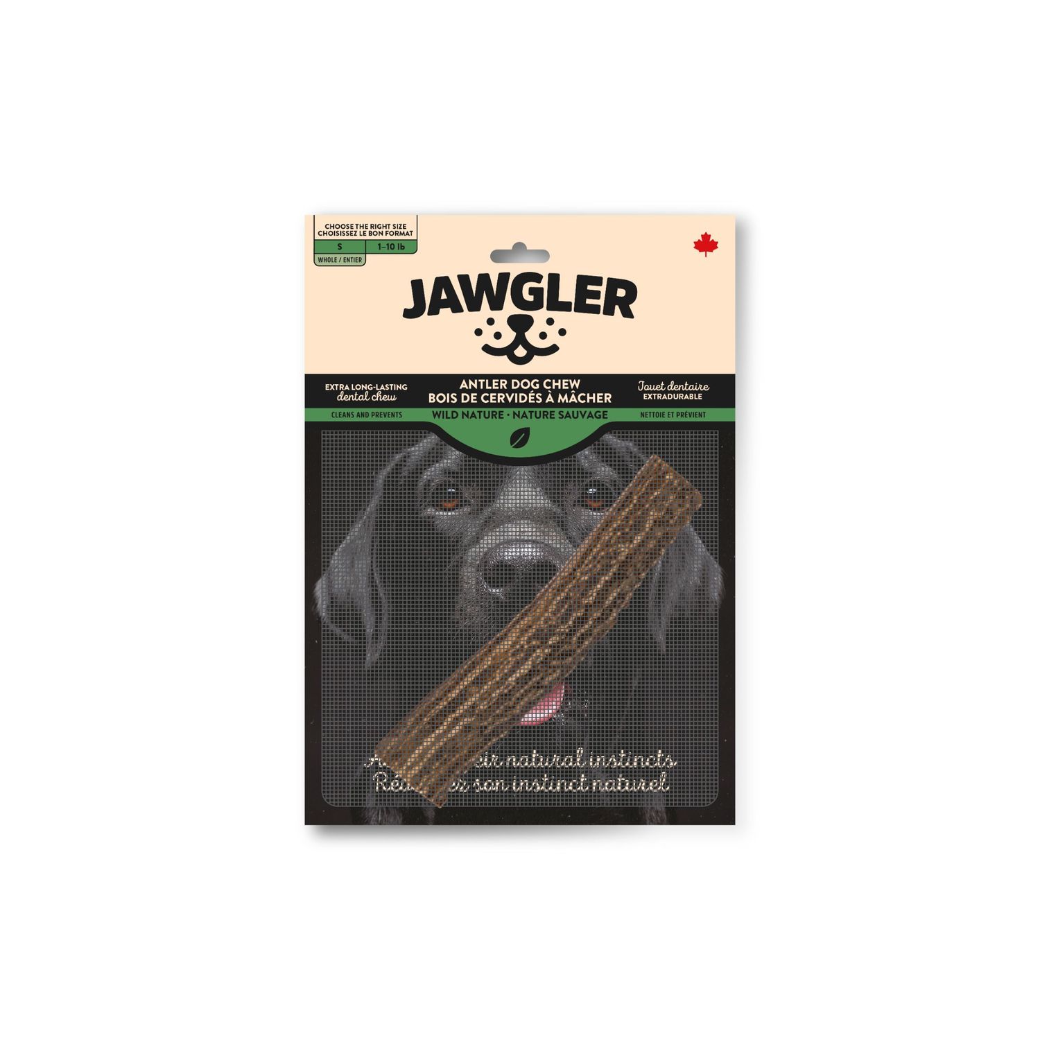 JAWGLER - Wild Nature Whole Antler Dog Chew, Size: Small